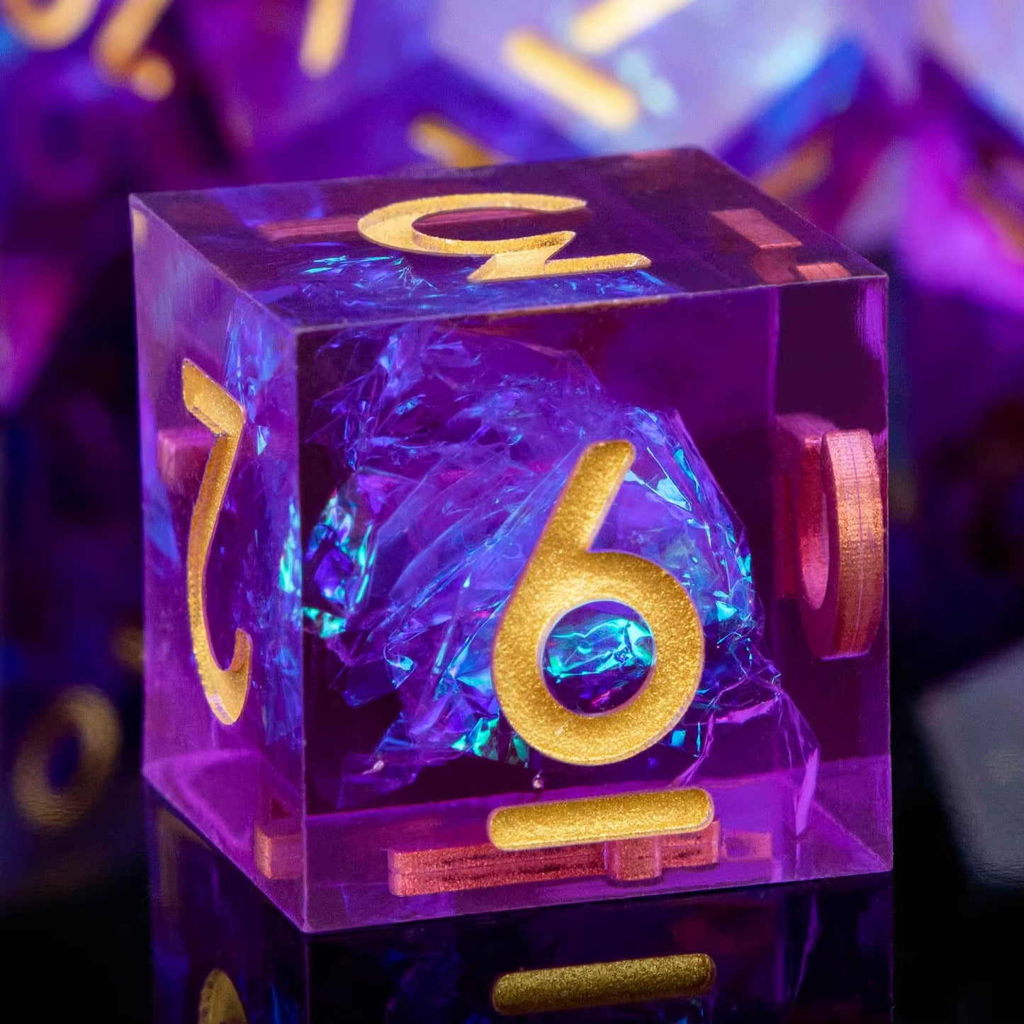 7Pcs Semi-Transparent Handmade Resin Polyhedral Dice Set for Dnd, RPG Board Games - Includes D20, D12, D10, D8, D6, D4