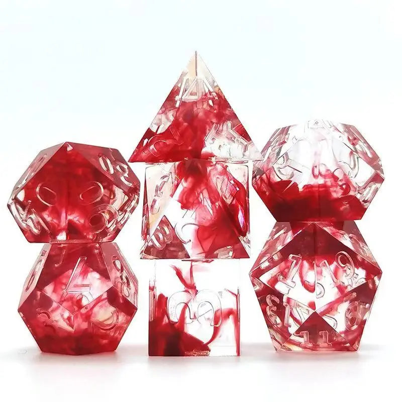 Enchanting D&D Flower Resin Dice Set - 7PCS Polyhedral Dice for RPG Gamers and Collectors - نرد 7 قطع على شكل ورود