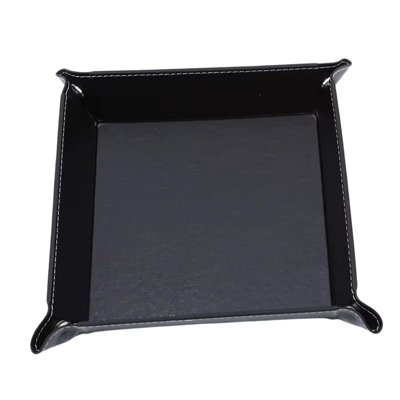 Double-Sided PU Leather Dice Storage Tray - علبة جلدية لرمي النرد