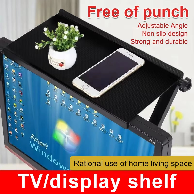 Adjustable TV Screen Top Storage Shelf - Versatile Monitor Rack & Home Organizer for Routers and More