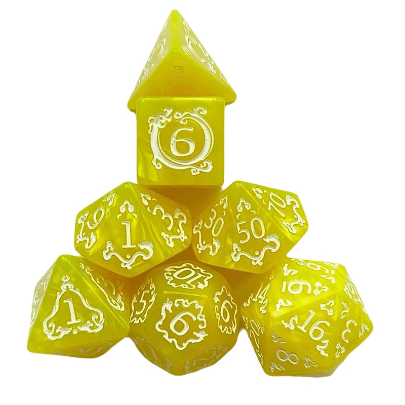 7-Piece Hollowed Out Pattern Digital Dice Set for TRPG, RPG, COC, Cthulhu, D&D and Tabletop Games