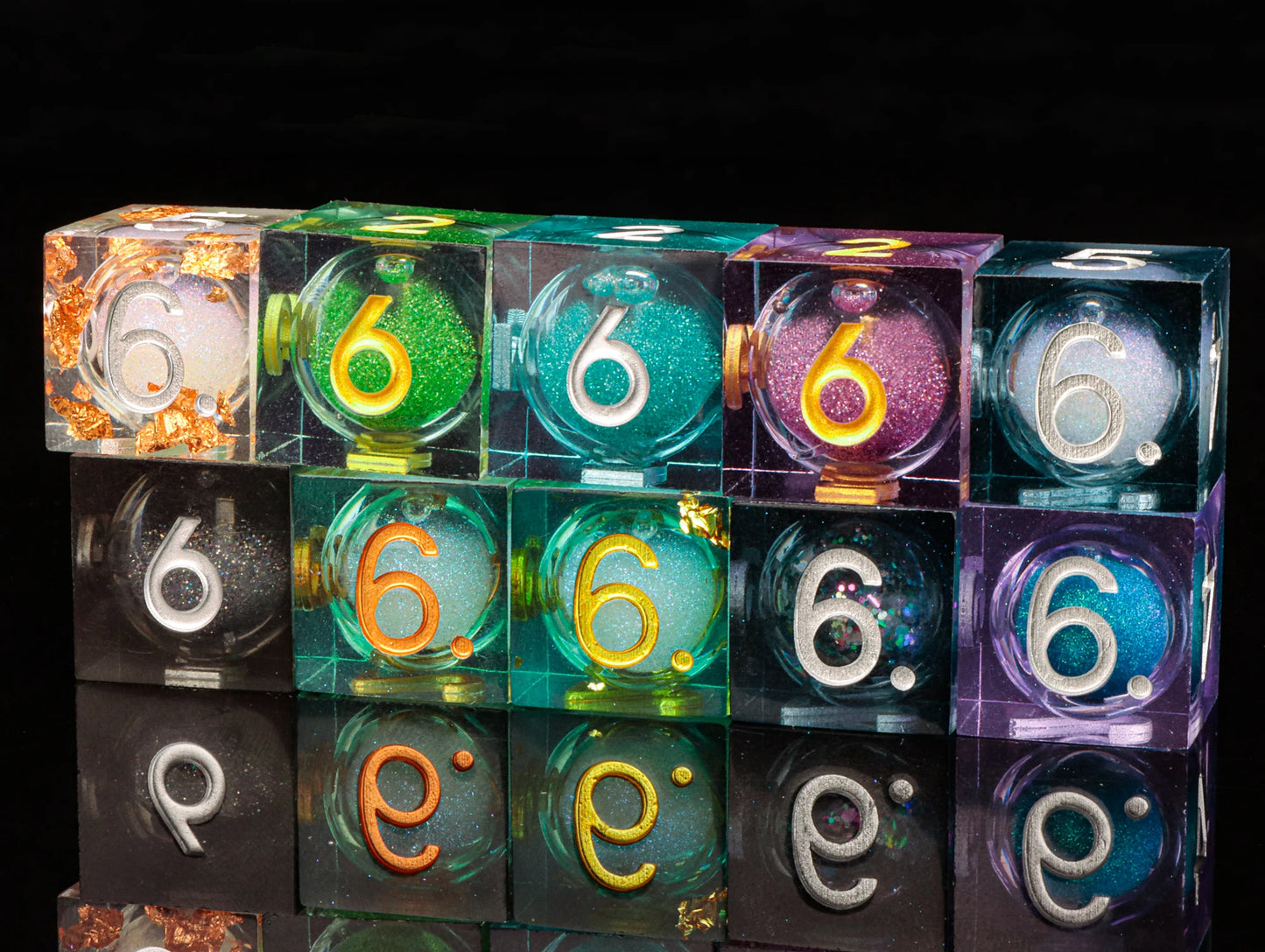 Galaxy Sharp Edge Liquid Core Dice Set for Dungeons and Dragons - D20 Resin Dice for Epic Adventures