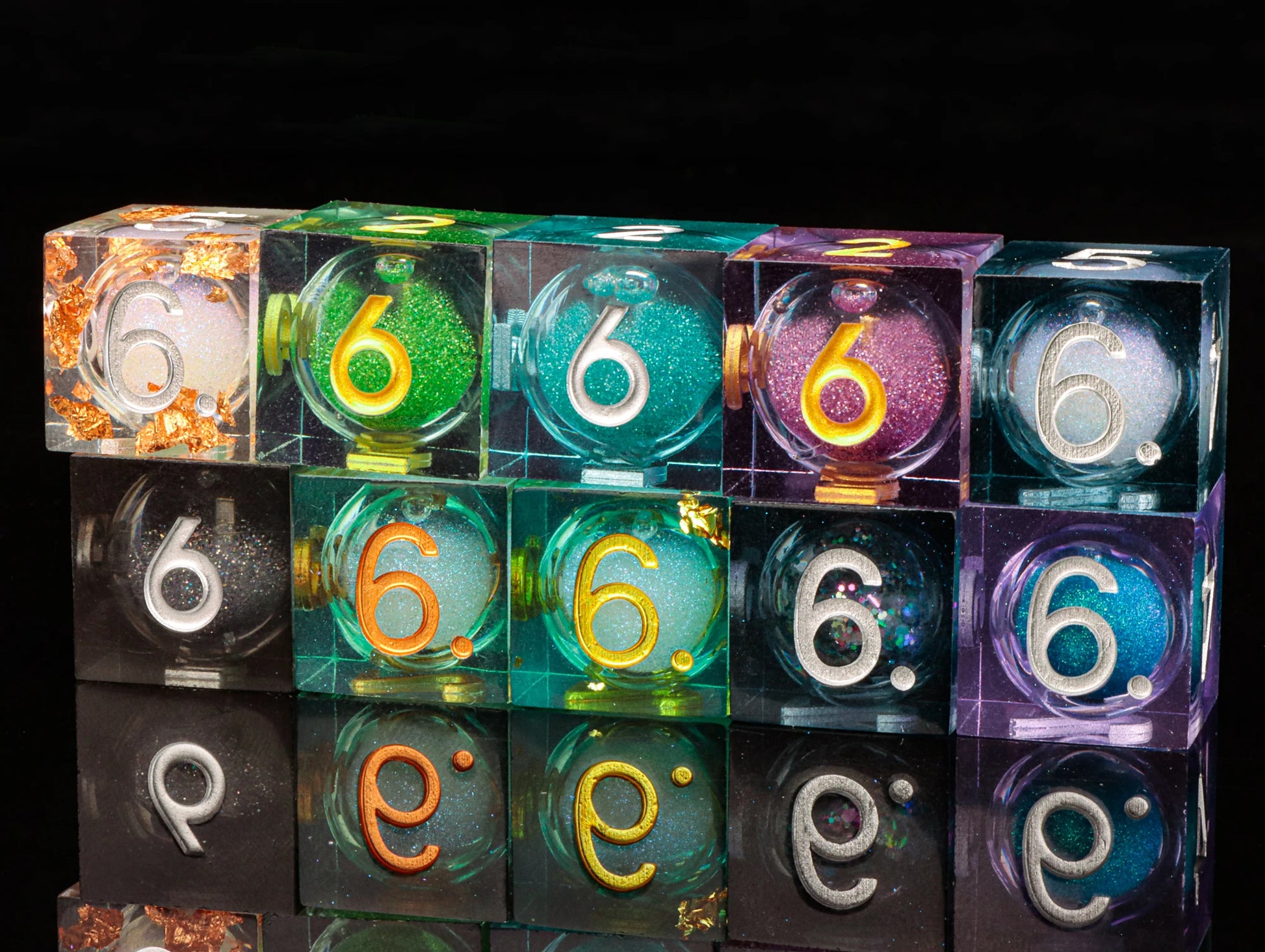 Galaxy Sharp Edge Liquid Core Dice Set for Dungeons and Dragons - D20 Resin Dice for Epic Adventures