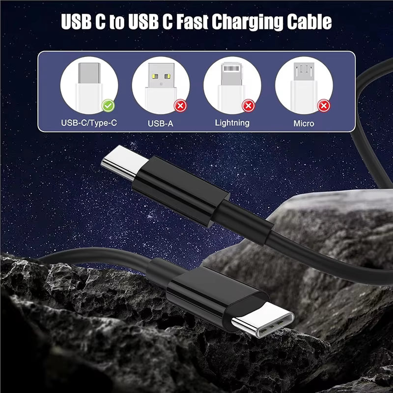 PD 60W Fast Charging Cable USB-C to Type C for Iphone 16 15 Samsung Xiaomi Huawei Type C Data Line White Black 1M 2M 3M
