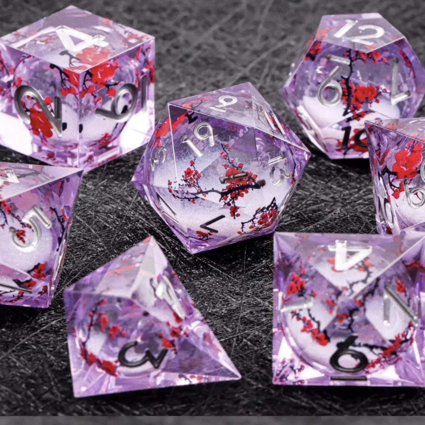 Galaxy Sharp Edge Liquid Core Dice Set for Dungeons and Dragons - D20 Resin Dice for Epic Adventures
