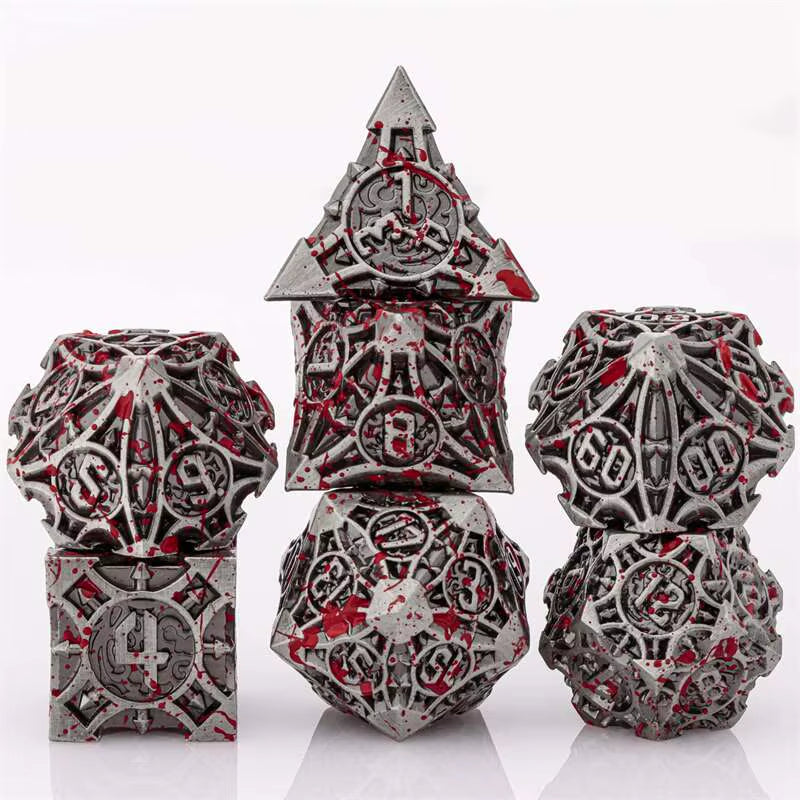 Premium 7-Piece Metal Dice Set for Dungeons and Dragons - نرد دي اند دي معدني