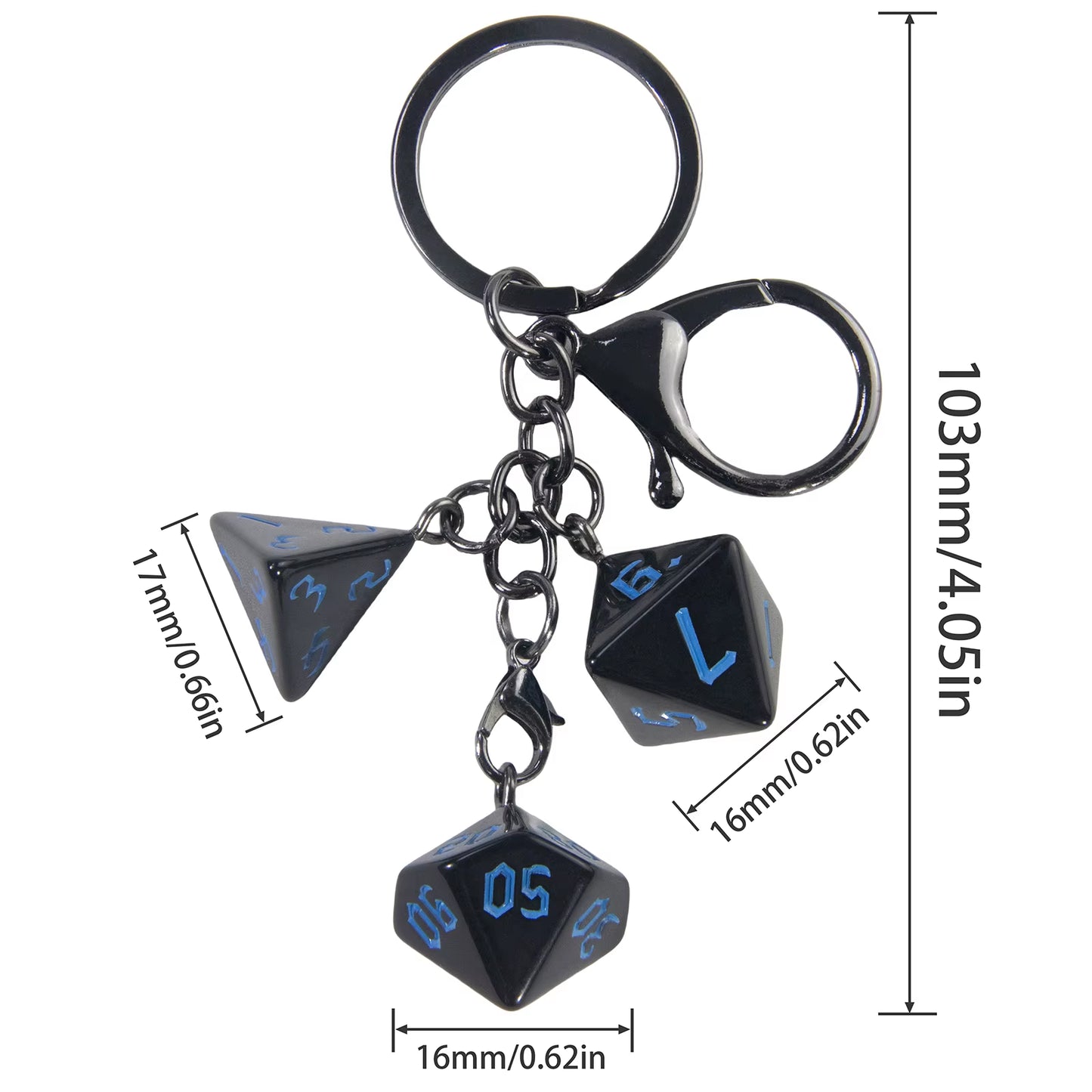Stylish Black D&D Dice Keychain - سلساة مفاتيح نرد دي اند دي