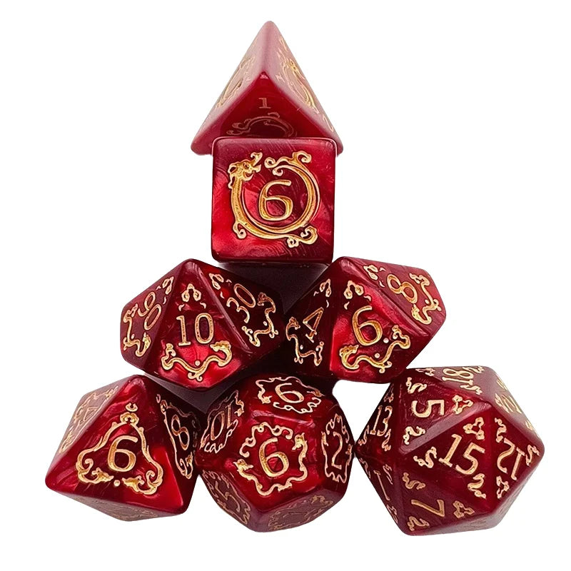 7-Piece Hollowed Out Pattern Digital Dice Set for TRPG, RPG, COC, Cthulhu, D&D and Tabletop Games