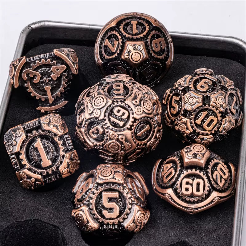 Premium 7-Piece Metal Dice Set for Dungeons and Dragons - نرد دي اند دي معدني
