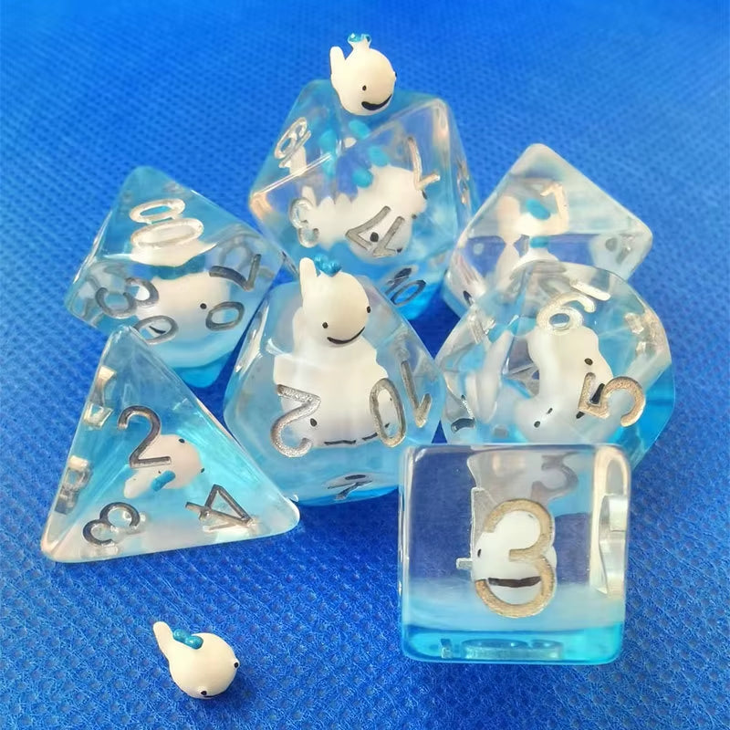 New DND Upscale 7Pcs Resin Dice Set Polyhedral Inline Animal D4 D6 D8 D10 D12 D20 Dices for RPG Board Game and Tabletop Games
