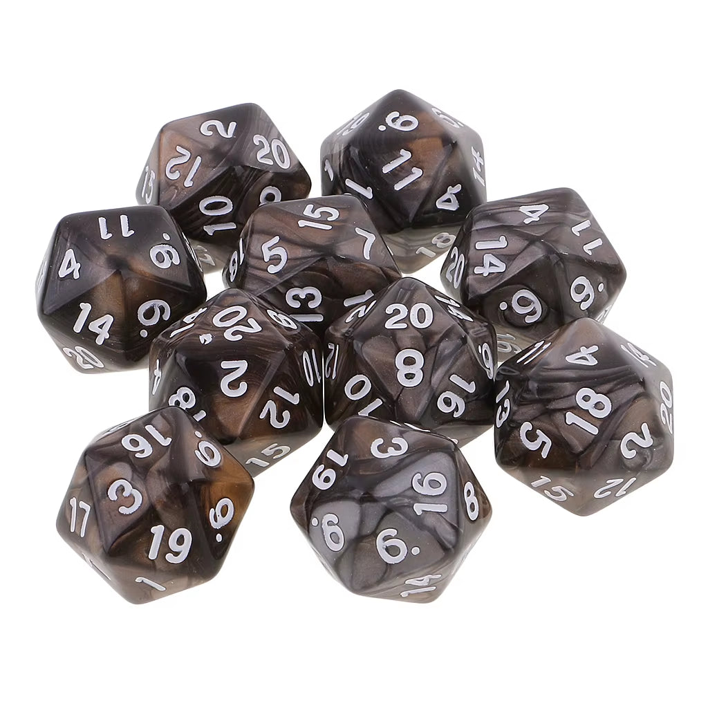 High-Quality 10Pcs 20-Sided D20 Polyhedral Dice Set - نرد دي اند دي عشرين وجه عدد عشرة قطع