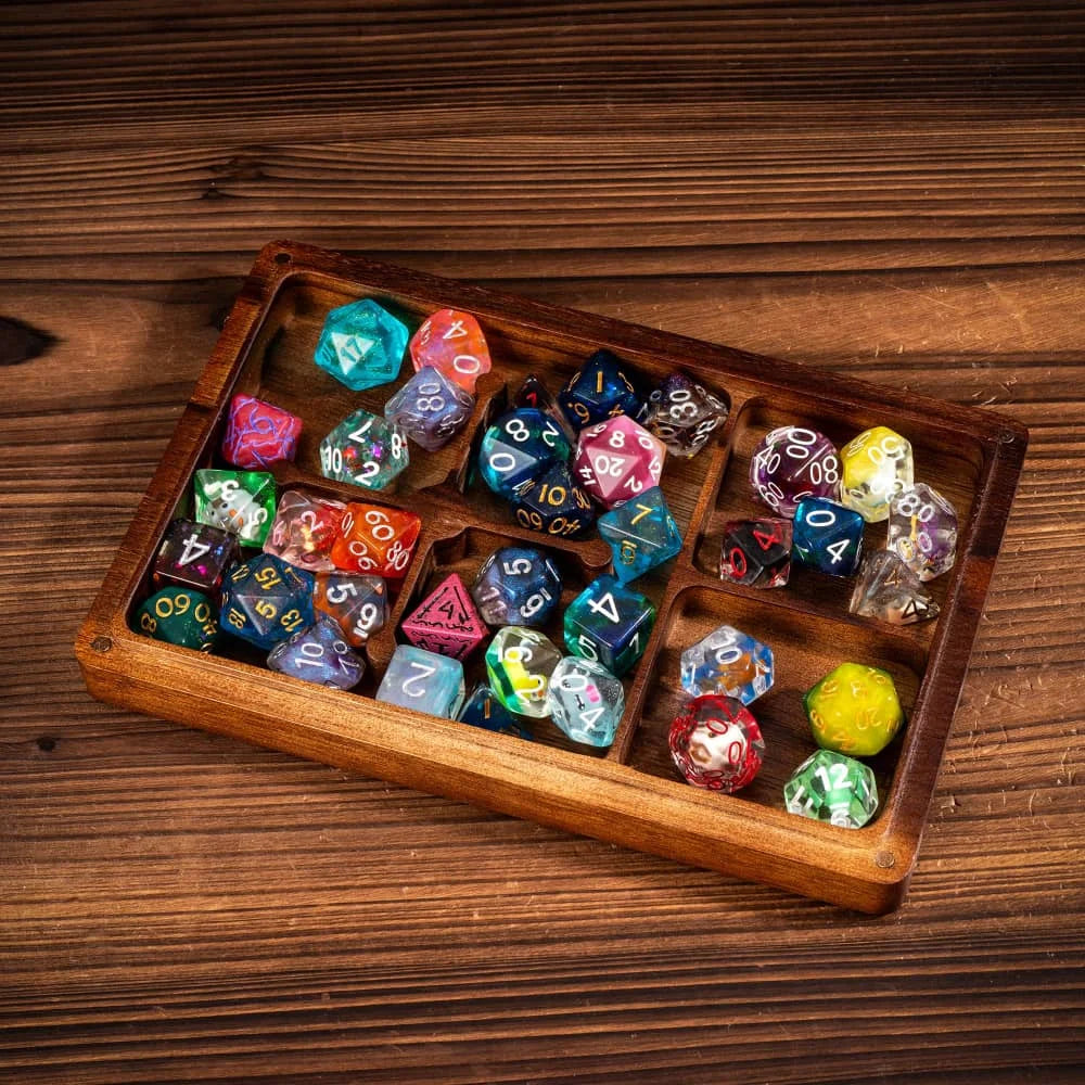 2 in 1 Rectangle Wooden Dice Case & Dice Tray Bat Pattern Box Dice Holder for DND Game Dice Set, D&D, RPG, Tabletop Games