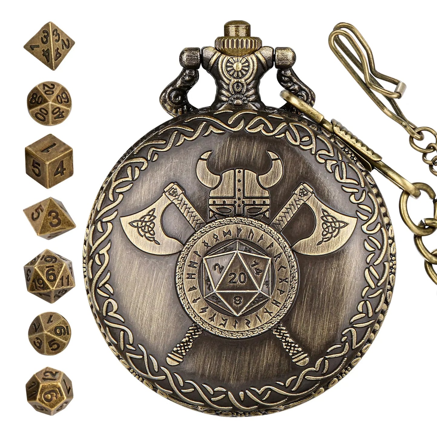 Octopus Metal Dice Case Vintage Cthulhu Pocket Watch DND Dice One Eyed Octopus Pocket Watch Box Dice for Role Playing Games