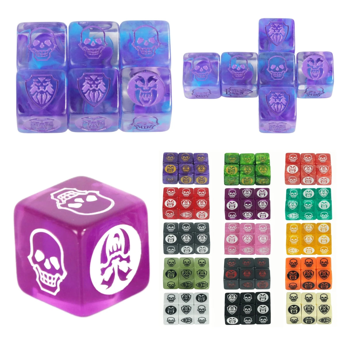 Vibrant 6-Piece D6 Dice Set for Tabletop Games - Colorful Transparent & Opaque Finishes! - نرد 6 قطع 