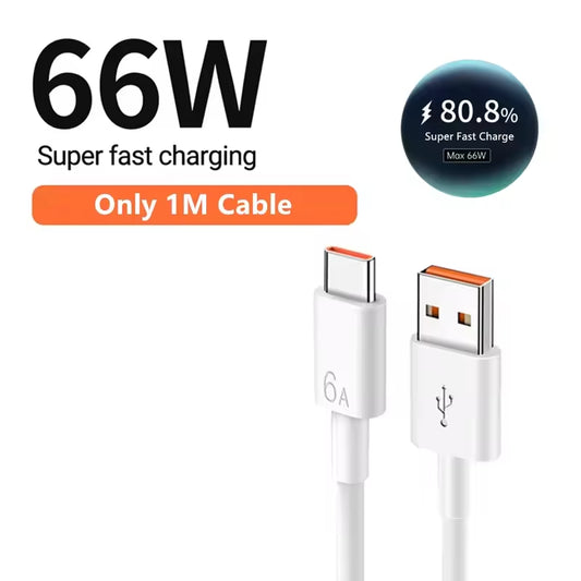 6A 66W Super Fast EU/US Wall Charger for Huawei Mate 40 50 60 P50 Nova 8 9 10 Honor 90 100 X8 X9 Magic Type C Charging USB Cable