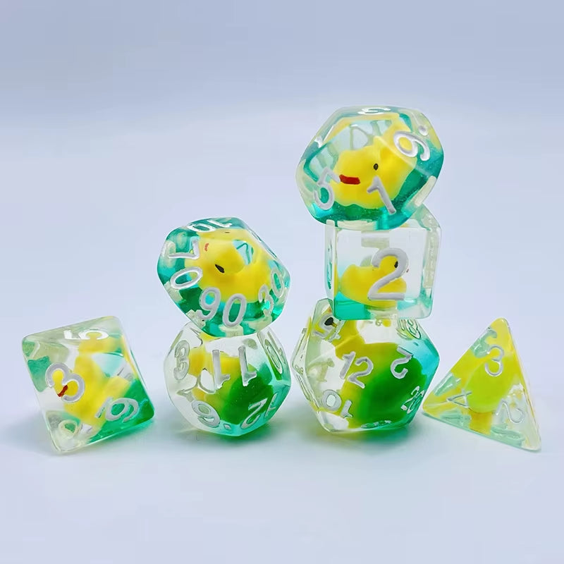 New DND Upscale 7Pcs Resin Dice Set Polyhedral Inline Animal D4 D6 D8 D10 D12 D20 Dices for RPG Board Game and Tabletop Games