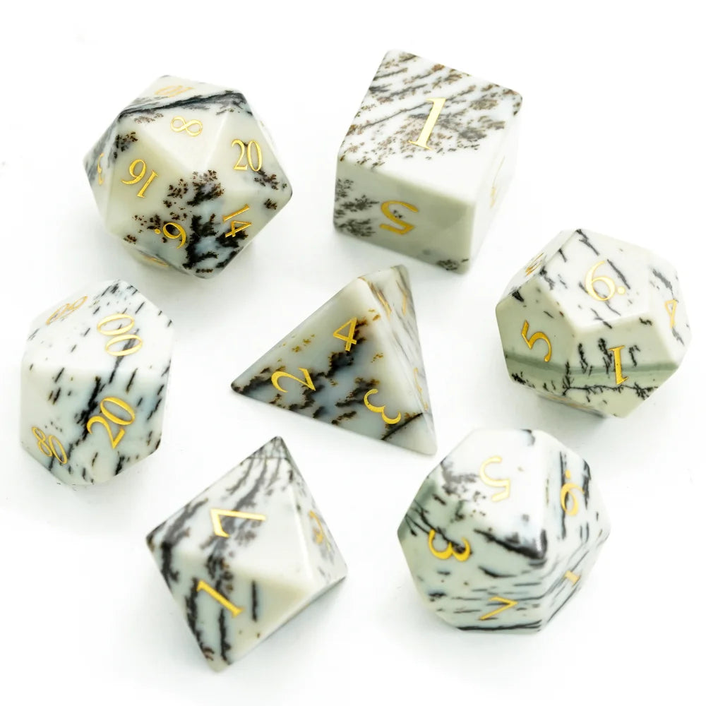 Stunning Handmade Amethyst Polyhedral Dice Set - 7pcs 16mm with Elegant Leather Box for D&D and RPG Collectors