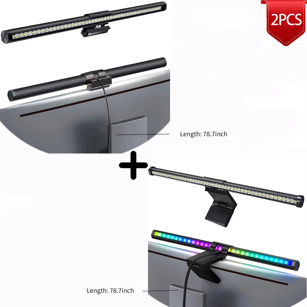 RGB LED Monitor Light Bar - Versatile Dimming Atmosphere Lamp for Work, Study, and Gaming - 44cm