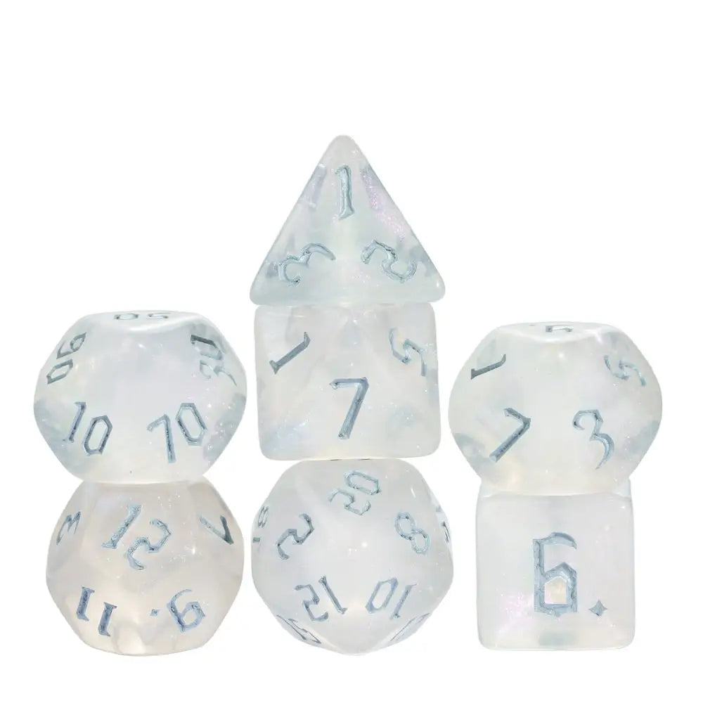 Poludie 7-Piece Pink Gold Translucent Polyhedral Dice Set for D&D and RPG - Perfect for Role Playing and Board Games!