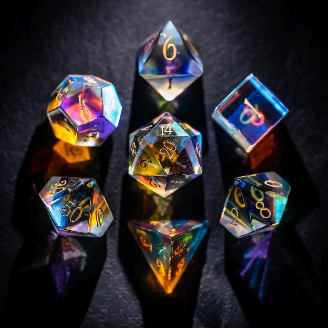 Full Set Polyhedral Dice Set Gemstone D&D Dice Set - نرد دي اند دي