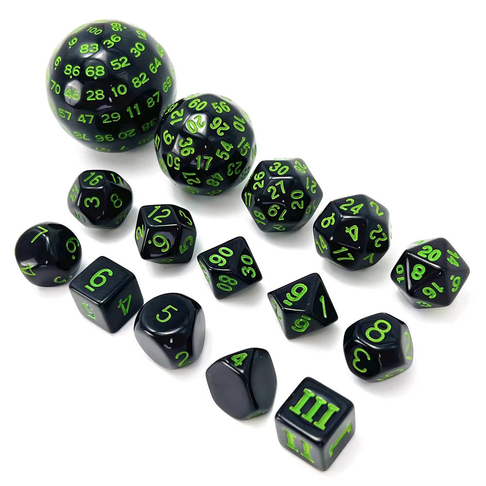 Polyhedral Dice Set for D&D 15 Acrylic Dice (D3-D100) - نرد دي اند دي