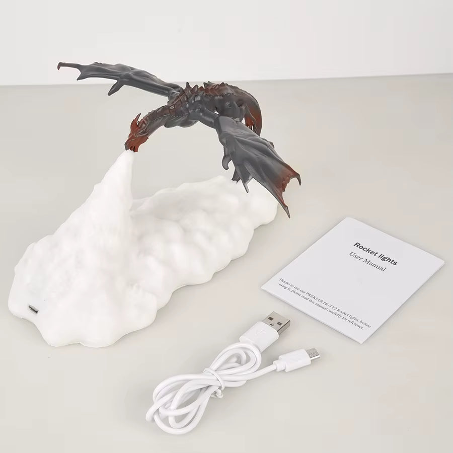 Enchanting 3D LED Fire & Ice Dragon Lamps - لمبة ليد تنين
