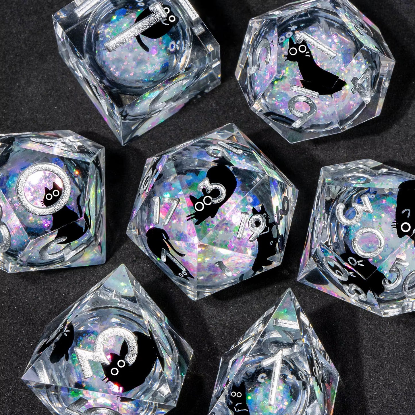 Liquid Core Resin Dice Set for D&D - Sharp Edge Polyhedral Dice - نرد دي اند دي