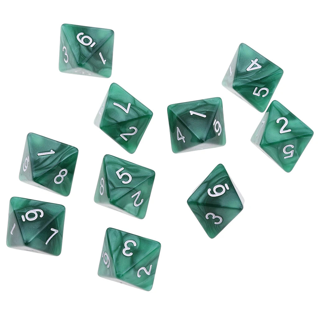 10-Pack Polyhedral Dice Set - 8 & 10 Sided D8 D10 for Tabletop Games, Parties, and Board Games - نرد 10 أوجه