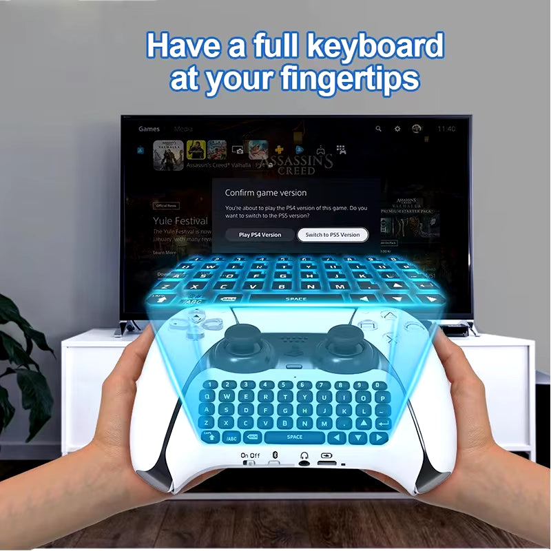 Bluetooth Wireless Keyboard for PS5 Controller - Ultimate Chatpad Accessory for PlayStation 5 - لوحة مفاتيح لاسلكية بلوتوث ليد بلايستيشن 5