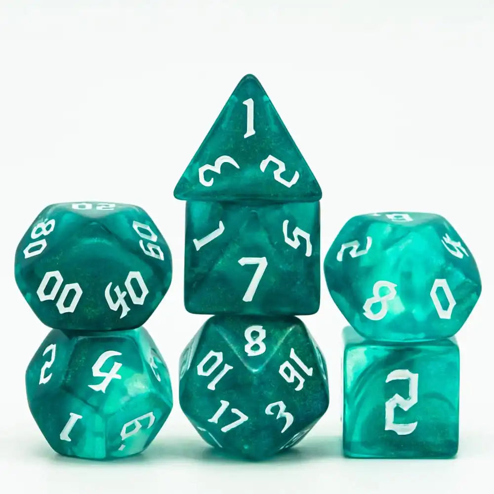 Poludie 7-Piece Pink Gold Translucent Polyhedral Dice Set for D&D and RPG - Perfect for Role Playing and Board Games!