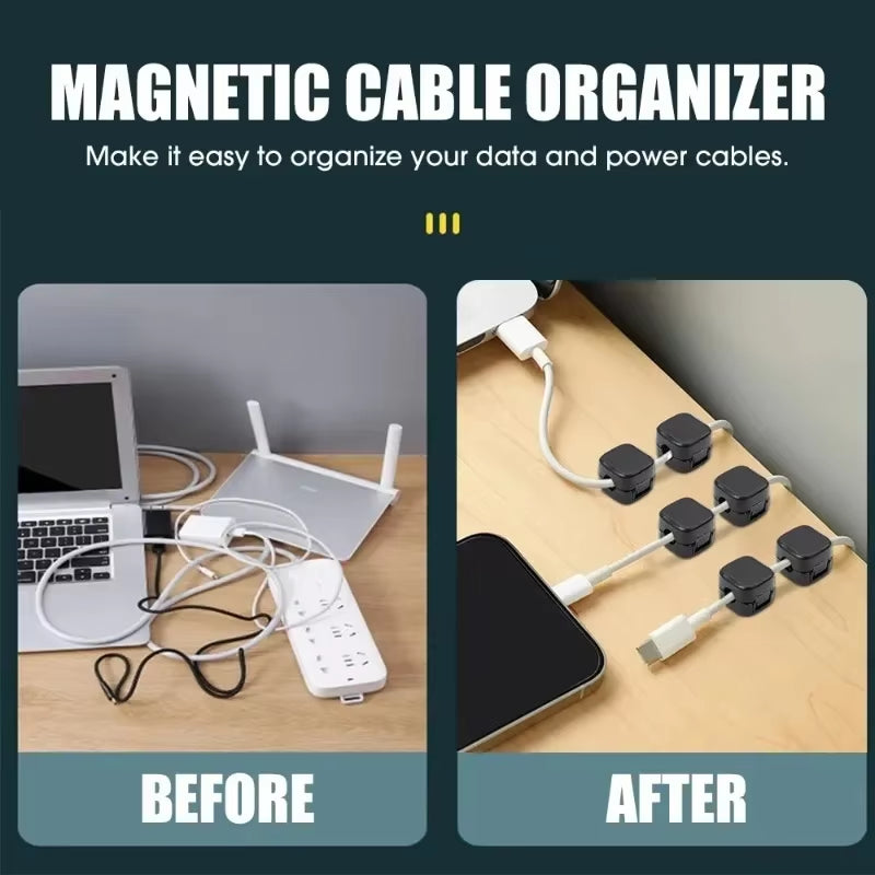 Magnetic Cable Clip - Adhesive Wire Organizer for Tidy Home & Office Desk Management