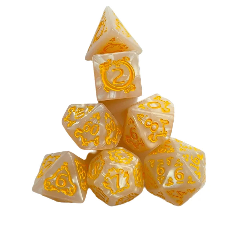 7-Piece Hollowed Out Pattern Digital Dice Set for TRPG, RPG, COC, Cthulhu, D&D and Tabletop Games