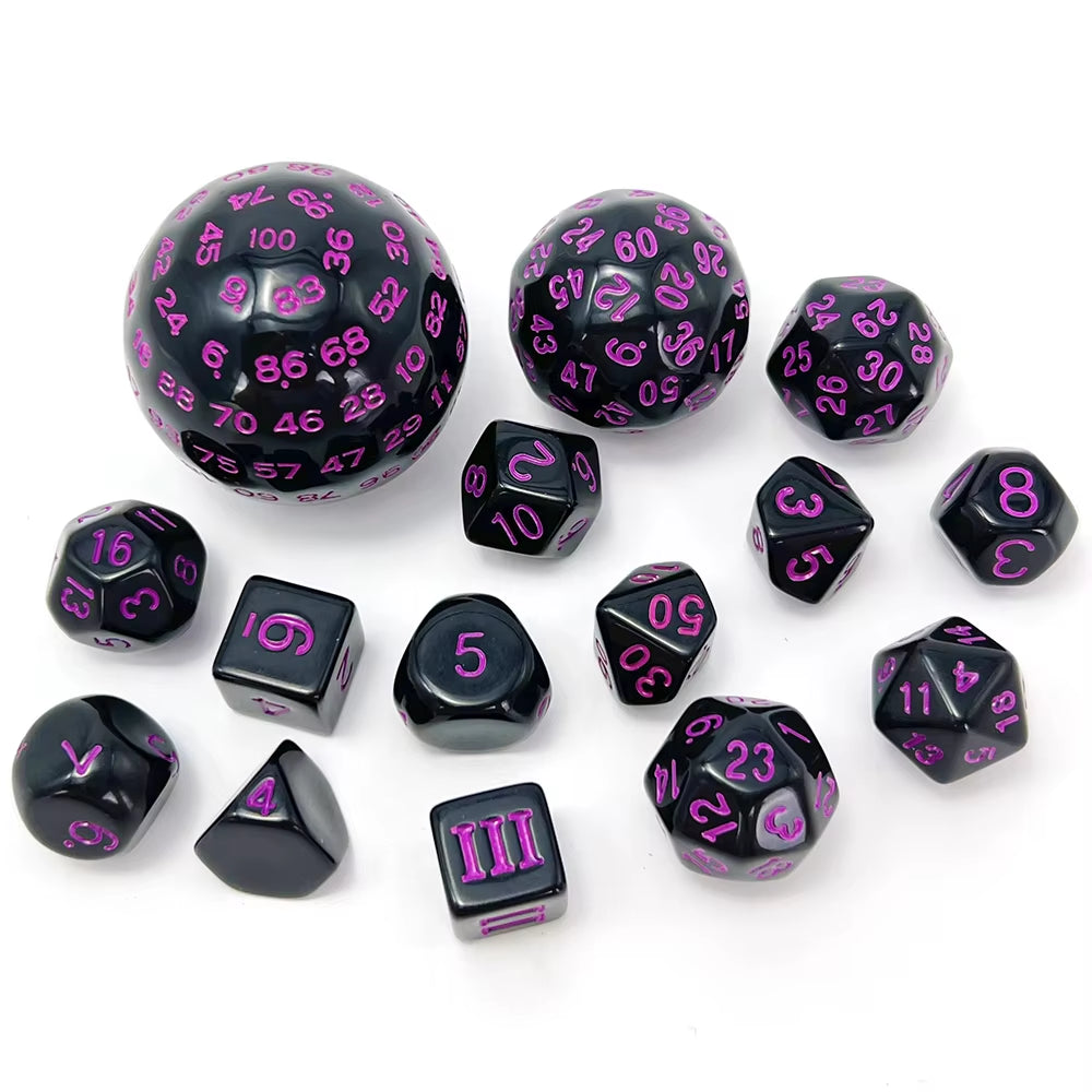 Polyhedral Dice Set for D&D 15 Acrylic Dice (D3-D100) - نرد دي اند دي