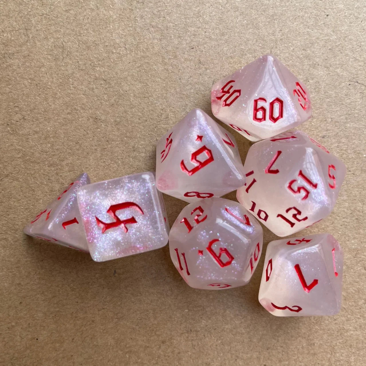 Sparkling Gold Glitter Polyhedral Dice Set - 7 Pcs for DND, TRPG & RPG Gaming Adventures!