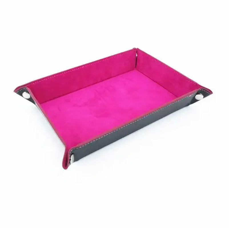 Premium Double-Sided Dice Storage Tray - Elegant Leather & Velvet Folding Organizer for D&D and Tabletop Games