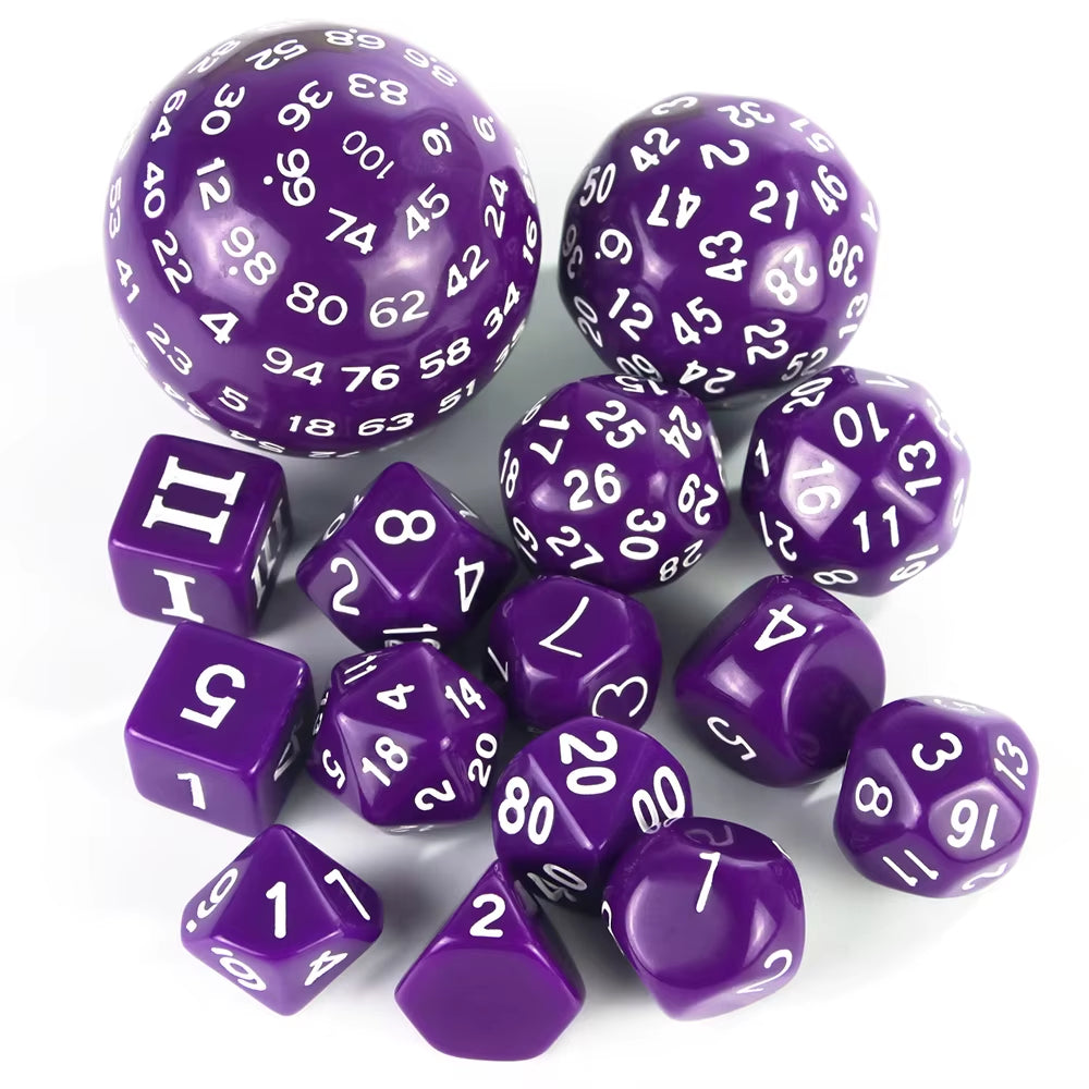 Polyhedral Dice Set for D&D 15 Acrylic Dice (D3-D100) - نرد دي اند دي
