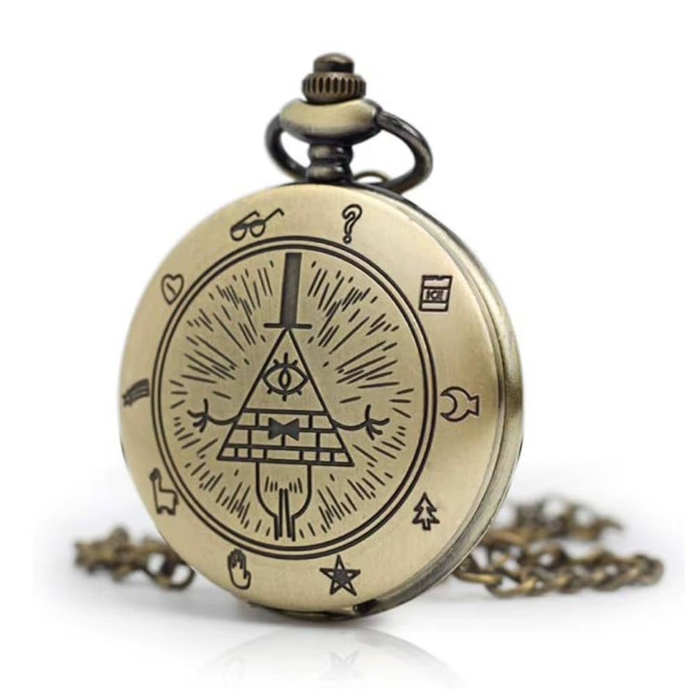 Dragon Pocket Watch Case with 7 Metal Polyhedral Dice - Retro Flip Dinosaur Jewelry Case for DND Adventures