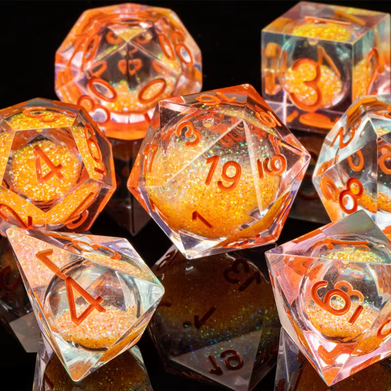 Galaxy Cat D20 Dice Set - Sharp Edge Liquid Core Resin Dice for Dungeons & Dragons