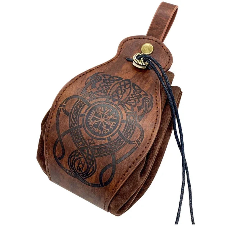 Celtic Design Genuine Leather DND Dice Bag Tray - Cute Drawstring Pouch for RPG Gifts & Coin Purse