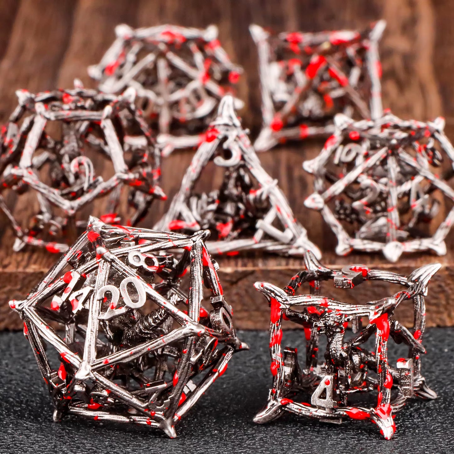 Tree Metal D&D Polyhedral Dice Set - نرد دي اند دي معدني بتصميم شجر