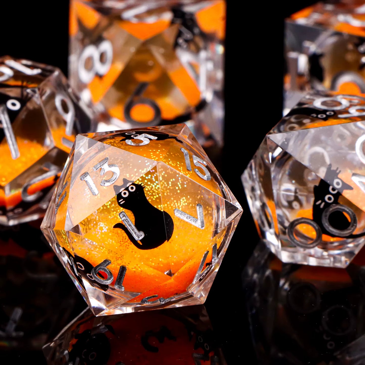 Galaxy Sharp Edge Liquid Core Dice Set for Dungeons and Dragons - D20 Resin Dice for Epic Adventures