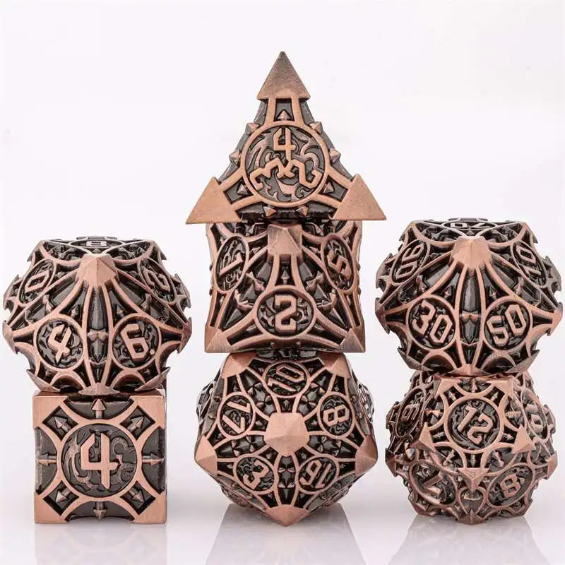 Premium 7-Piece Metal Dice Set for Dungeons and Dragons - نرد دي اند دي معدني