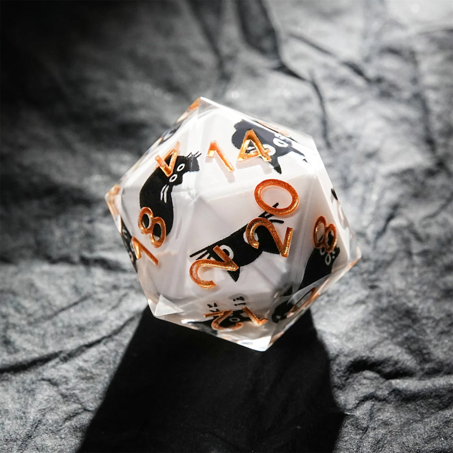 1-7Pcs Dargon Eye DND Dice Set Cat Eye Liquid Core Milk Cat Sharp Edge Handmade Polyhedral Resin Dice for Multi-Sided RPG D6~D20