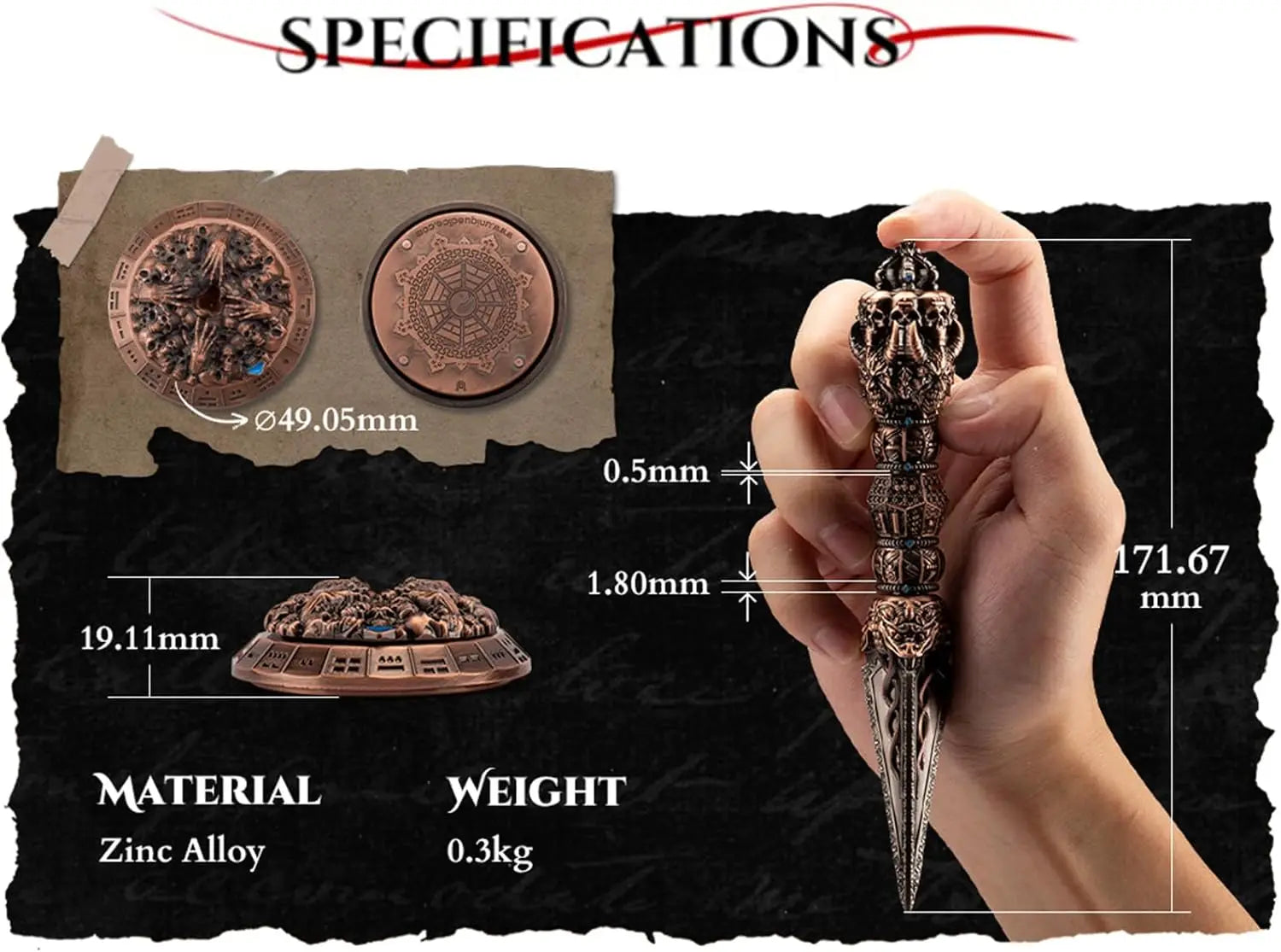 Magic Wand Dice Spinner 7 in 1 Dungeons and Dragons D&D Dice Set Dados Rpg Kit DND Dice Set Roleplaying Steampunk Theme Games
