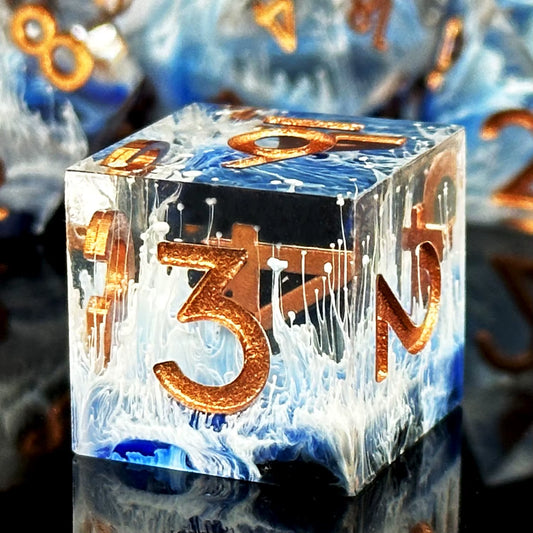 7Pcs Semi-Transparent Handmade Resin Polyhedral Dice Set for Dnd, RPG Board Games - Includes D20, D12, D10, D8, D6, D4