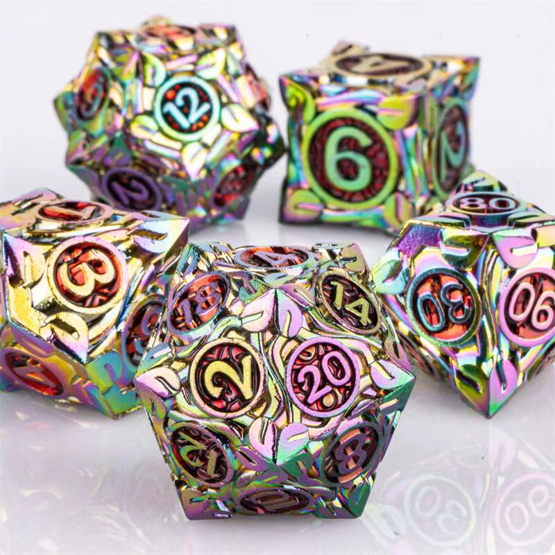 Premium 7-Piece Metal Dice Set for Dungeons and Dragons - نرد دي اند دي معدني
