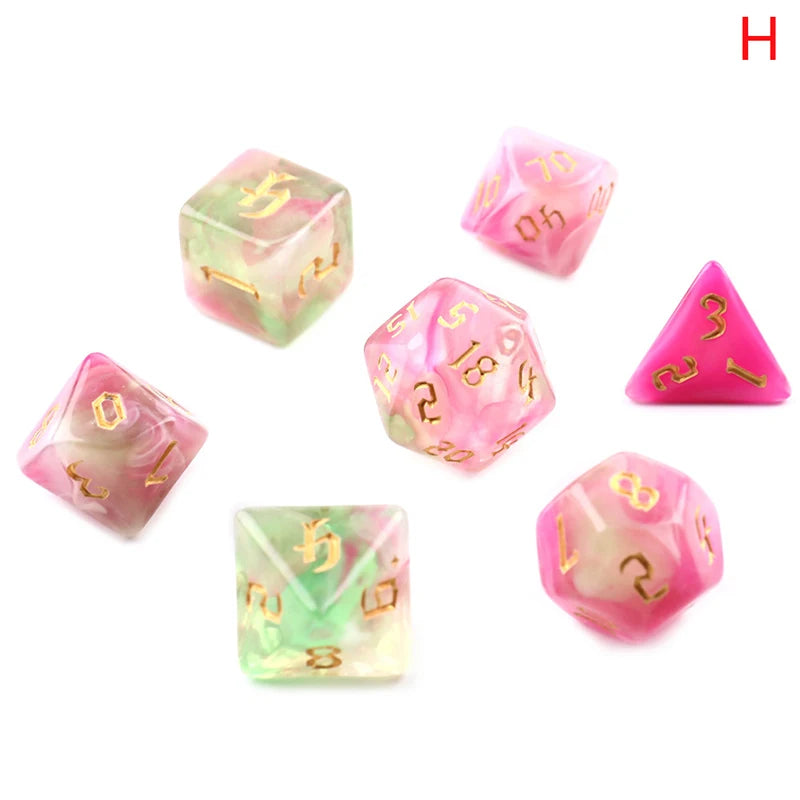 Two-Tone Swirl Polyhedral 7-Dice Set for RPG & Board Games - Perfect for DnD, MTG & Family Fun!
